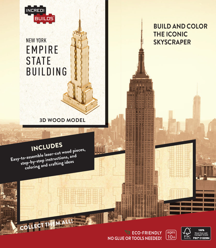 Incredibuilds New York Empire State Building 3D Wood Model