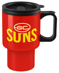 AFL Coffee Mug Travel Mug Handled Gold Coast Suns