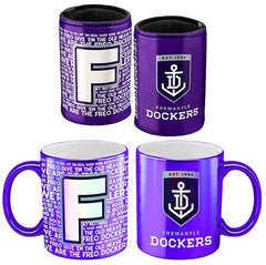 AFL Coffee Mug Metallic and Can Cooler Pack Fremantle Dockers