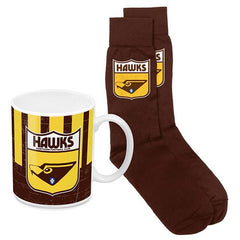 AFL Coffee Mug and Sock Pack Heritage Hawthorn Hawks
