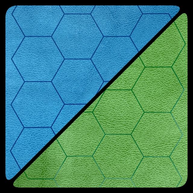 CHX 96665 Reversible Battlemat 1 Hexes Blue-Green (23 1/2 x 26)"