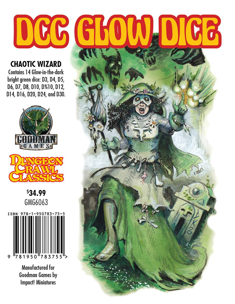 Dungeon Crawl Classics RPG Glow Dice - Chaotic Wizard (Set of 14 Dice)