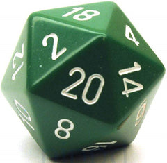 D20 Dice Opaque 34mm Green/White