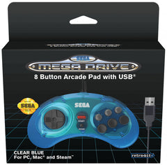 Retro-Bit SEGA Mega Drive 8-Button USB - Clear Blue