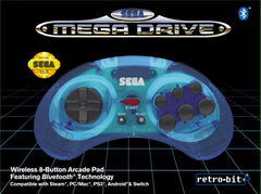 Retro-Bit SEGA Mega Drive 8-B 2.4G WL Arcade Pad - Clear Blue