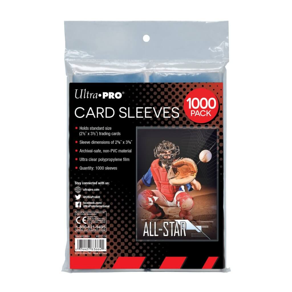 Ultra Pro Clear Card Sleeves for Standard Size Trading Cards - 2.5" x 3.5" (1000 pack)