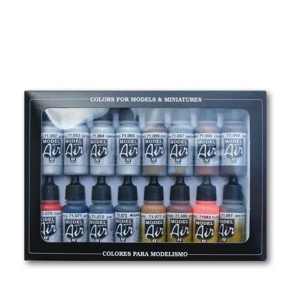 Vallejo AV71181 Model Air - Metallic Effects Pack 16 Colour Set