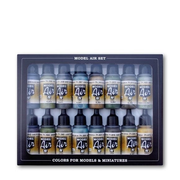 Vallejo AV71192 Model Air Bulding Set 16 Colour Acrylic Airbrush Paint Set