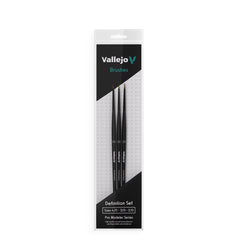 Vallejo Brushes - Pro Modeler - Definition Set - Natural Hair (Sizes 4/0 3/0 and 2/0)