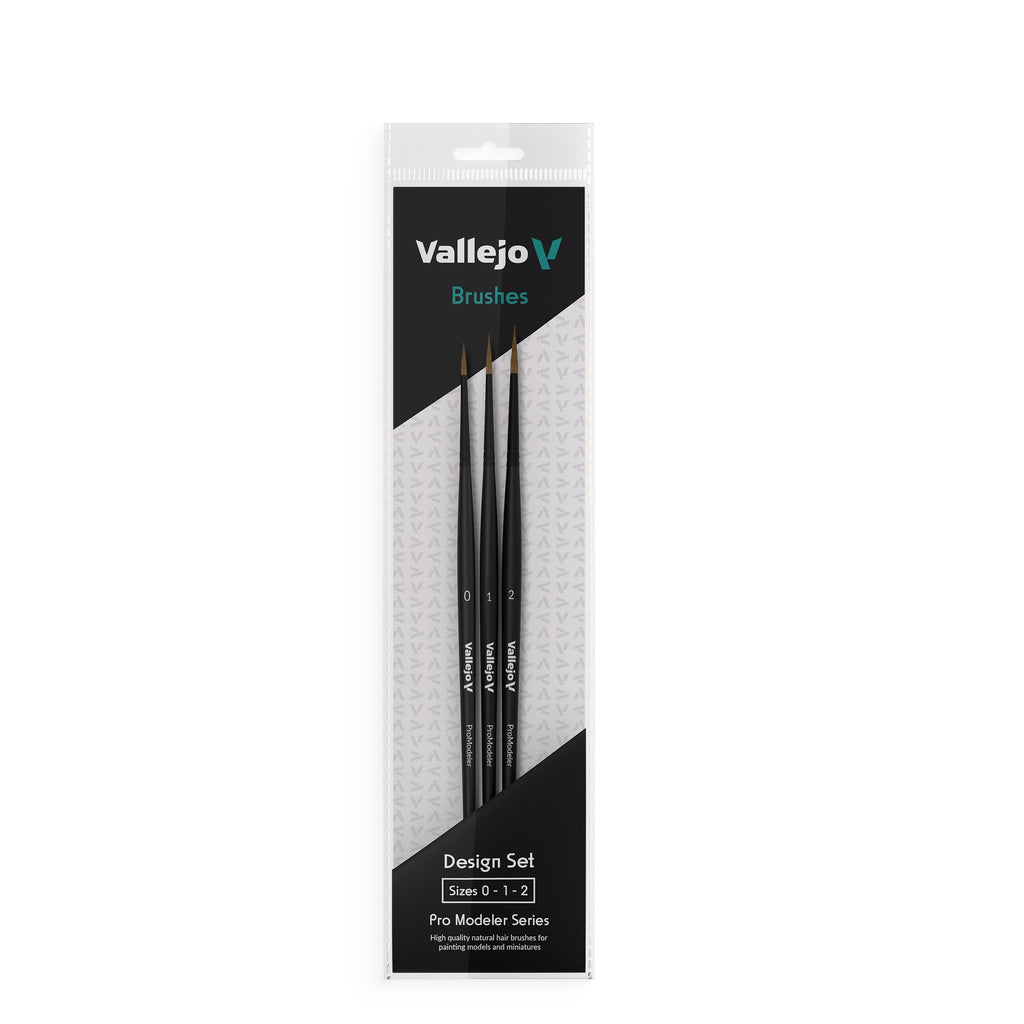 Vallejo Brushes - Pro Modeler - Design Set - Natural Hair (Sizes 0 1 and 2)