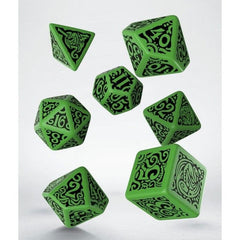 Q Workshop Celtic 3D Green & black Revised Dice Set 7