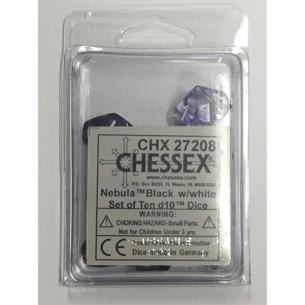 CHX 27208 Polyhedral Dice - 10D10 Nebula Black/white