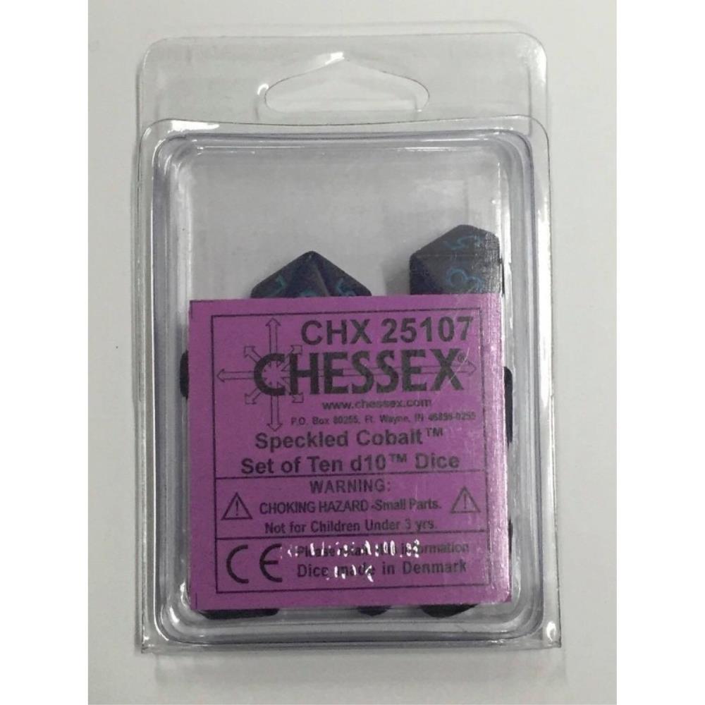 CHX 25107 Polyhedral Dice - 10D10 Speckled Cobalt