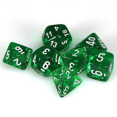 CHX 23075 Translucent Polyhedral Green/White 7-Die Set