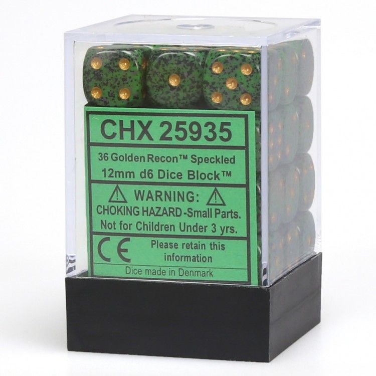 CHX 25935 Speckled 12mm d6 Golden Recon Block (36)