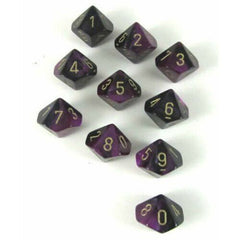CHX 26240 Gemini Polyhedral Black-Purple/Gold Set of Ten d10s