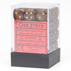CHX 27819 Scarab 12mm d6 Blue Blood/Gold Block (36)
