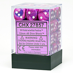 CHX 27857 Festive 12mm d6 Violet/White Block (36)