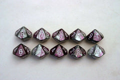 CHX 26232 Gemini Polyhedral Purple-Steel/White Set of Ten d10s
