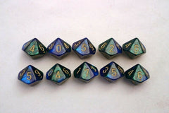 CHX 26236 Gemini Polyhedral Blue-Green/Gold Set of Ten d10s