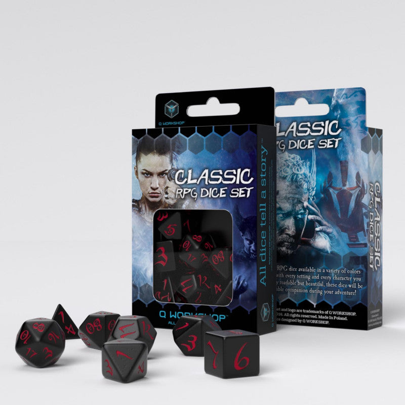 Q Workshop - Classic RPG Black & Red Dice Set 7