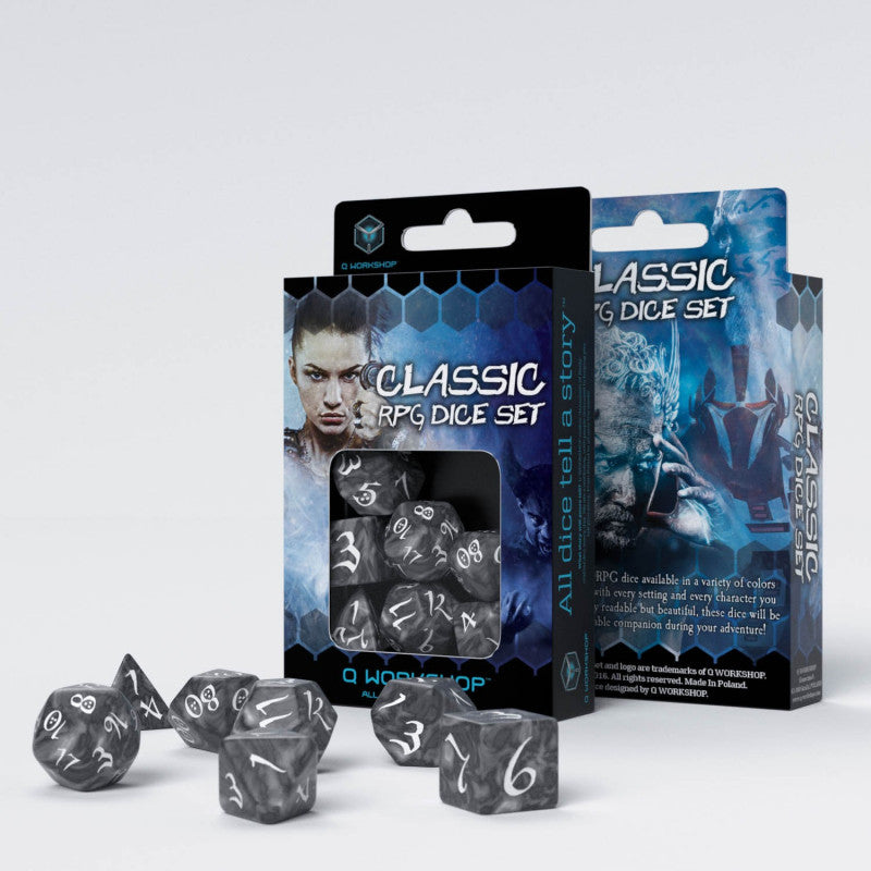 Q Workshop - Classic RPG Dice Smoky & White Set 7