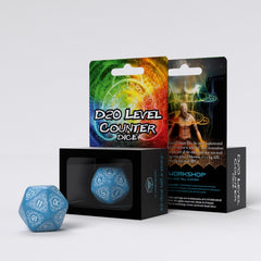Q Workshop D20 Blue & White Card Game Level Counter