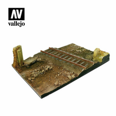 LC Vallejo Scenics Bases 1/35 - 31x21 Country road cross with railway section Diorama Base