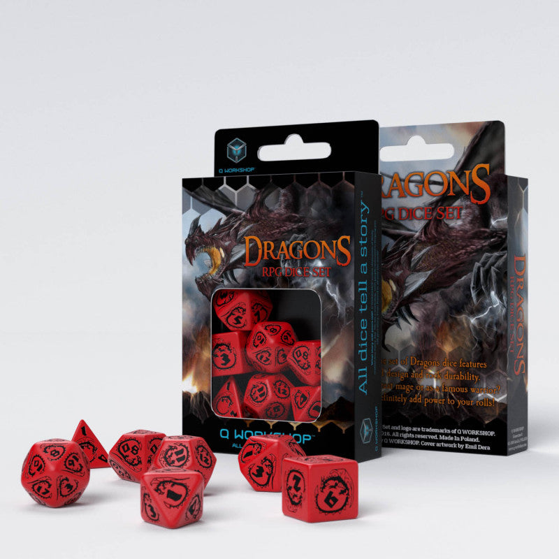 Q Workshop - Dragon Red & Black Dice Set 7