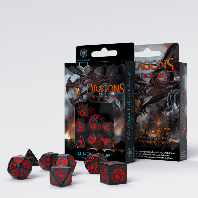 Q Workshop Dragon Black & Red Dice Set 7