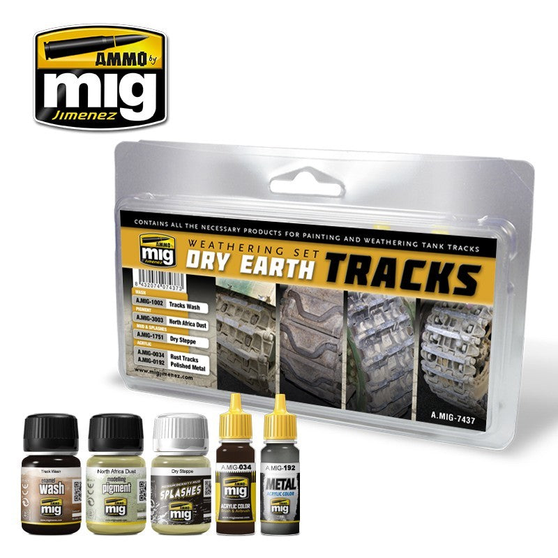 Ammo by MIG Weathering Dry Earth Tracks Weathering Set