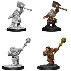 Magic the Gathering Unpainted Miniatures Dwarf Fighter & Dwarf Cleric