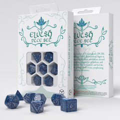 Q Workshop Elvish Dice Set - Cobalt and Silver Dice Set 7