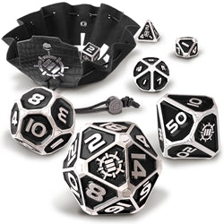 PREORDER Enhance Tabletop - RPGs 7pc DnD Metal Dice Set with Case and Dice Bag Black