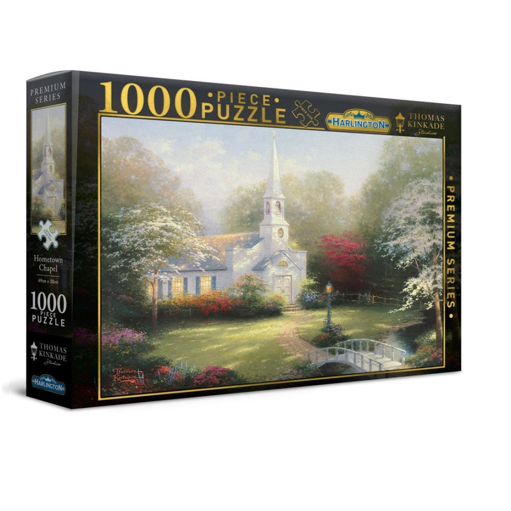 PREORDER Harlington Thomas Kinkade Puzzles - Hometown Chapel 1000pc