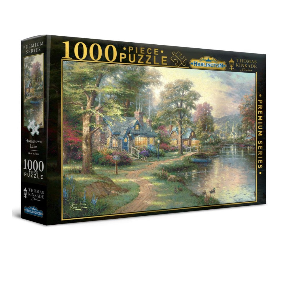 PREORDER Harlington Thomas Kinkade Puzzles - Hometown Lake 1000pc