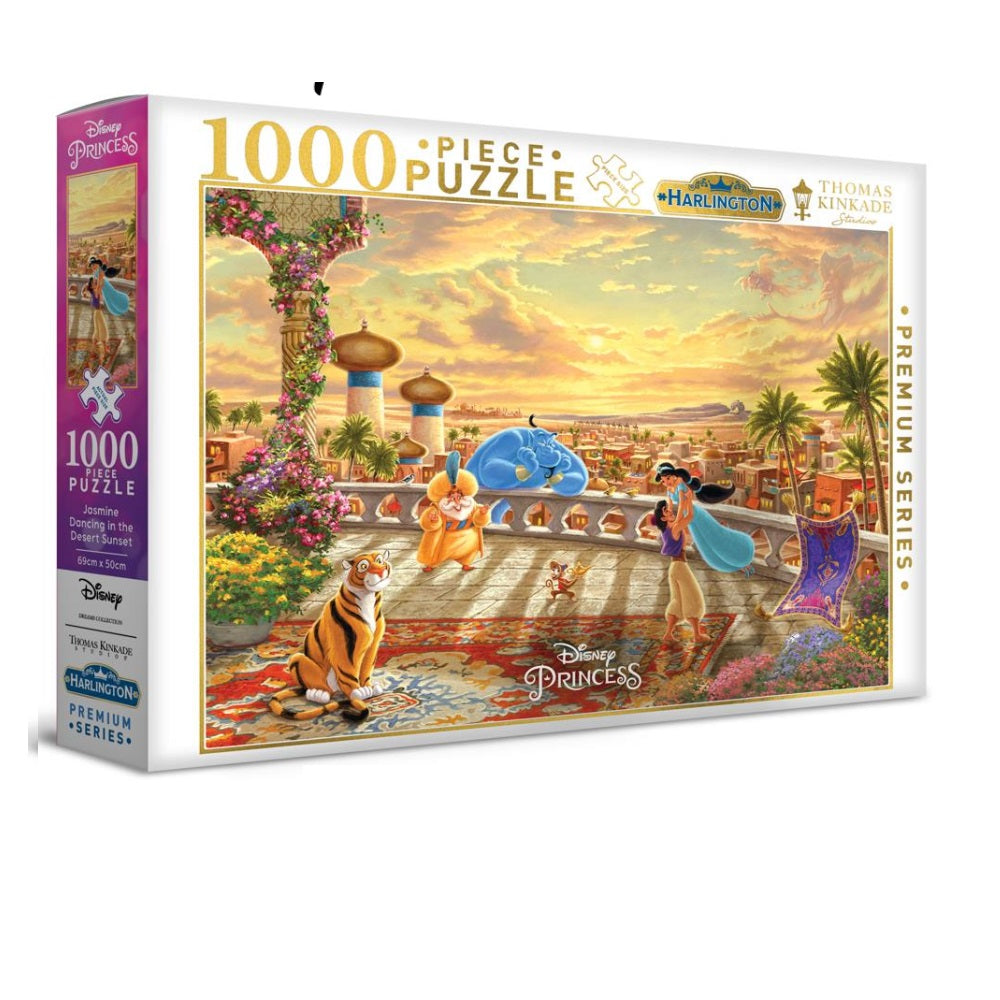 PREORDER Harlington Thomas Kinkade Puzzles - Disney - Jasmine Dancing in the Desert Sunset 1000pc