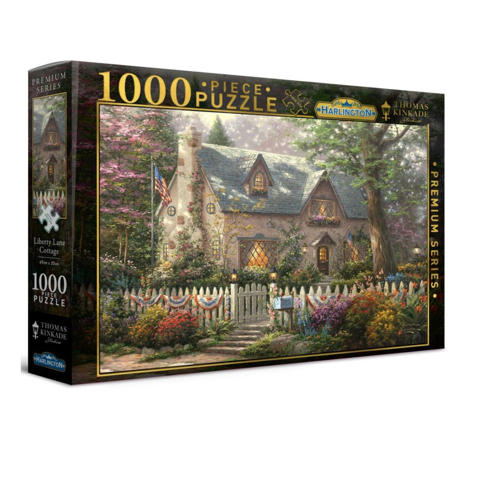 PREORDER Harlington Thomas Kinkade Puzzles - Liberty Lane Cottage 1000pc