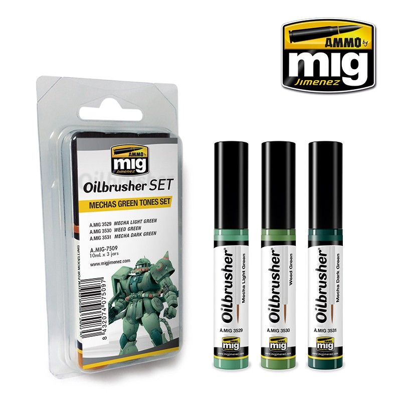 LC Ammo by MIG Oilbrushers Mechas Green Tones Set