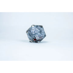 Sirius Dice - Silver Ink; Silver Glitter; Red and Green Snowflakes D20 Snow Globe