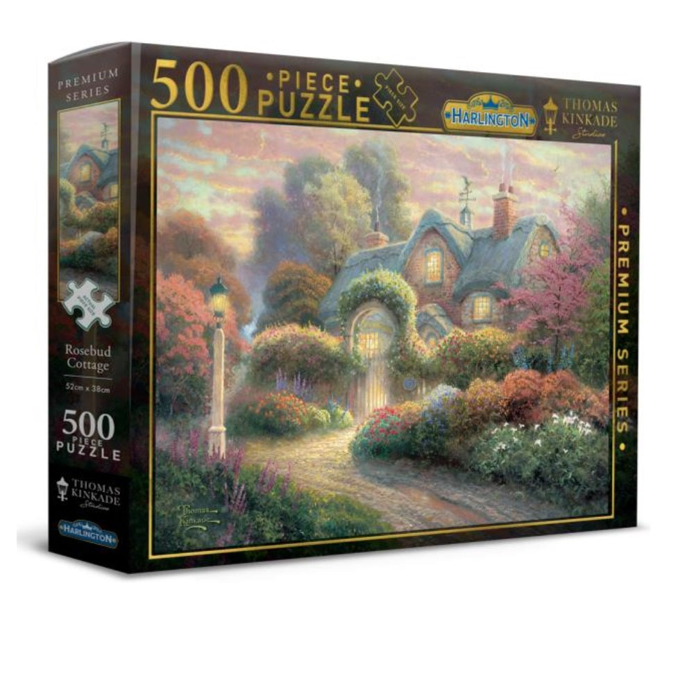 PREORDER Harlington Thomas Kinkade Puzzles - Rosebud Cottage 500pc