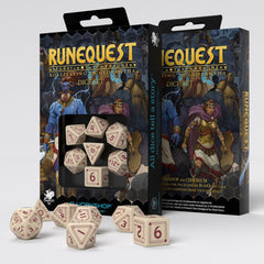 Q Workshop Runequest Beige & Burgundy Dice Set 7