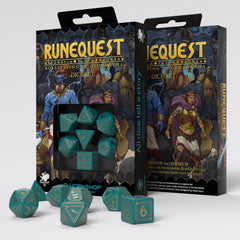 Q Workshop Runequest Turquoise & Gold Dice Set 7