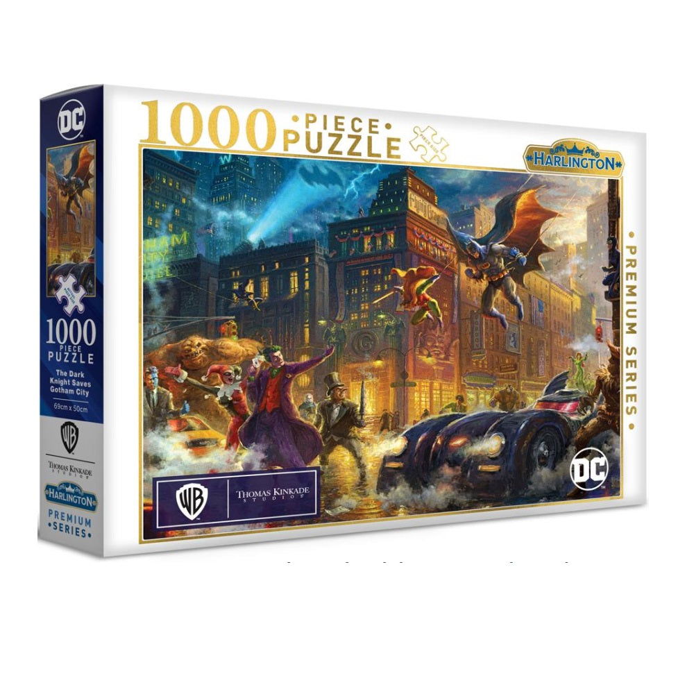 PREORDER Harlington Thomas Kinkade Puzzles - DC Comics - The Dark Knight Saves Gotham City 1000pc