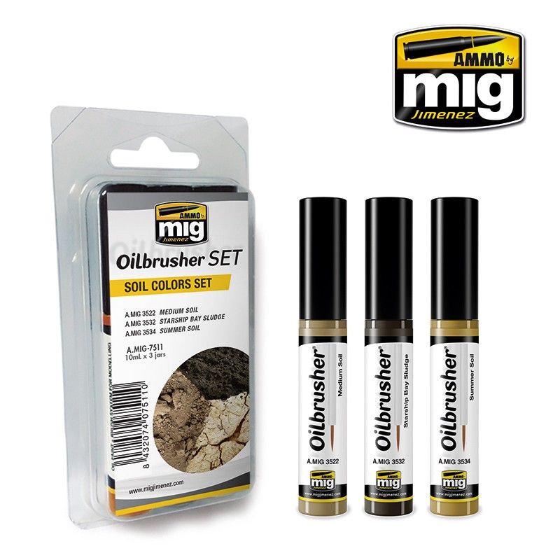 Ammo by MIG Oilbrushers Soil Colors Set