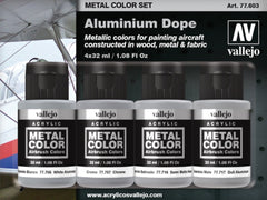 Vallejo AV77603 Metal Colour Aluminium Dope 4 Colour Acrylic Paint Set
