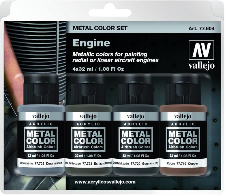 Vallejo AV77604 Metal Colour Engine 4 Colour Acrylic Paint Set